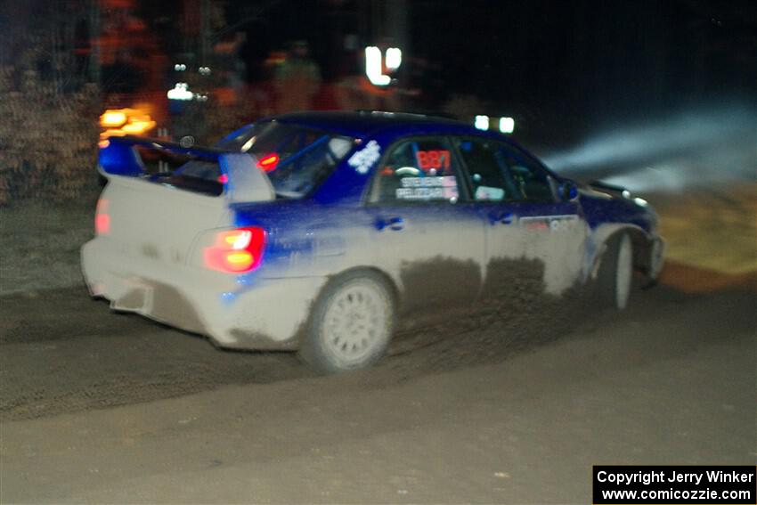 Jimmy Pelizzari / Kate Stevens Subaru WRX finishes SS6, Quinnan-Sage Creek II.