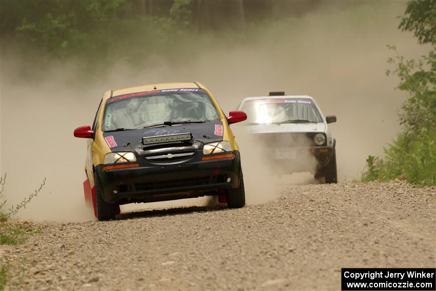 James Walker / Yannis Burnell Chevy Aveo and Josh Nykanen / Connor Himes VW GTI on SS1, Camp 3 North.