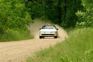 The '0' car, a Mitshibishi Exclipse GSX, on SS2, Skunk Creek.