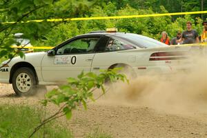 The '0' car, a Mitshibishi Exclipse GSX, on SS2, Skunk Creek.