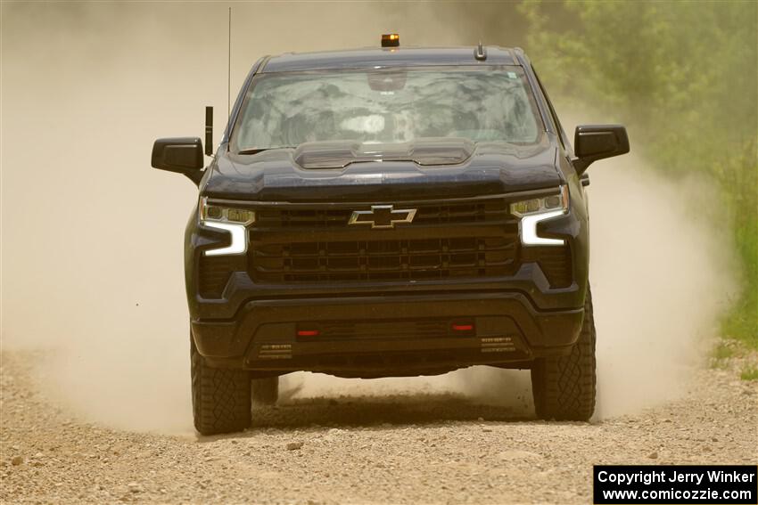 A Chevy Silverado pickup sweeps SS1, Camp 3 North.