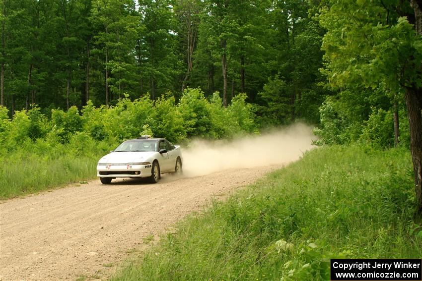 The '0' car, a Mitshibishi Exclipse GSX, on SS2, Skunk Creek.