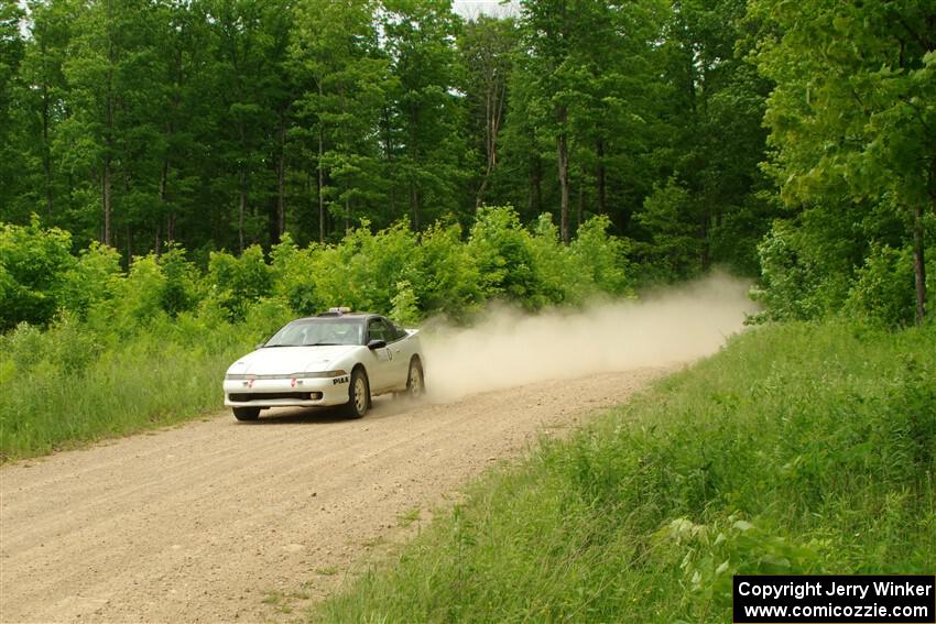 The '0' car, a Mitshibishi Exclipse GSX, on SS2, Skunk Creek.