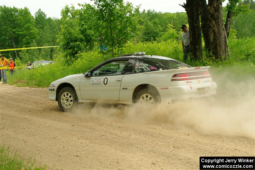 The '0' car, a Mitshibishi Exclipse GSX, on SS2, Skunk Creek.