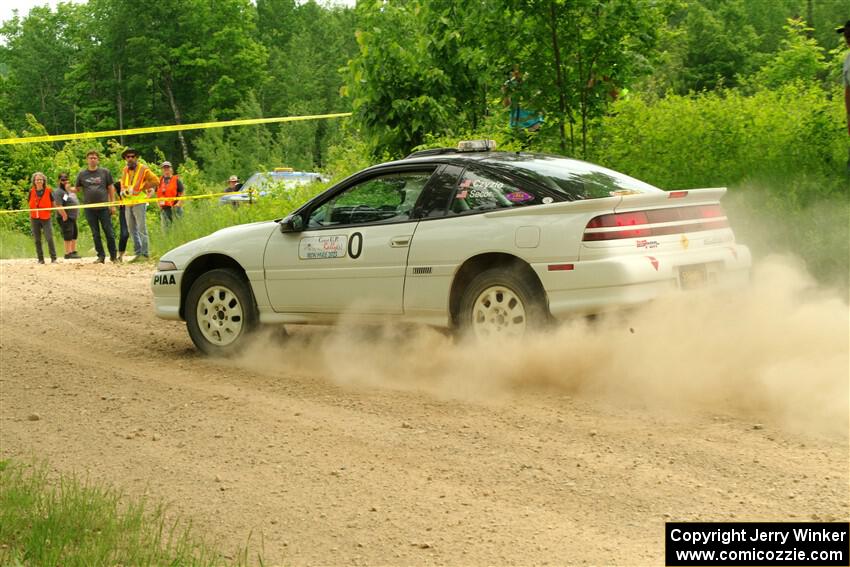 The '0' car, a Mitshibishi Exclipse GSX, on SS2, Skunk Creek.