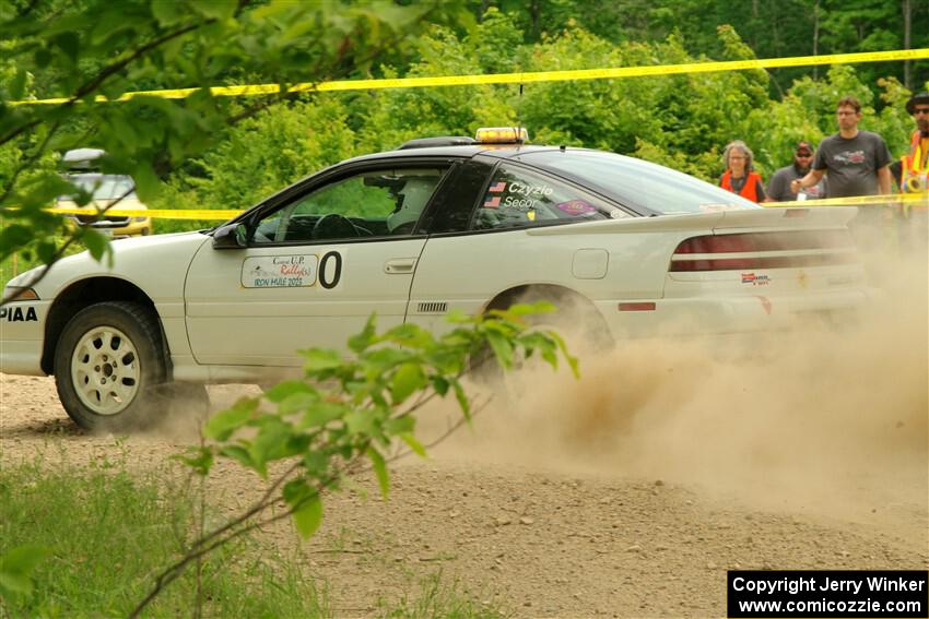 The '0' car, a Mitshibishi Exclipse GSX, on SS2, Skunk Creek.