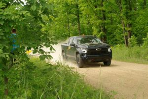 A Chevy Silverado pickup sweeps SS2, Skunk Creek.