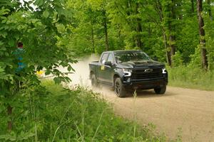 A Chevy Silverado pickup sweeps SS2, Skunk Creek.