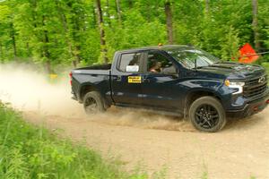 A Chevy Silverado pickup sweeps SS2, Skunk Creek.