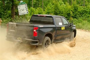 A Chevy Silverado pickup sweeps SS2, Skunk Creek.