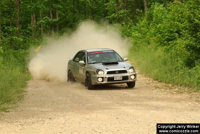 Noah Jacobson / Jacob Beduze Subaru WRX on SS3, Woodtick Hollow.