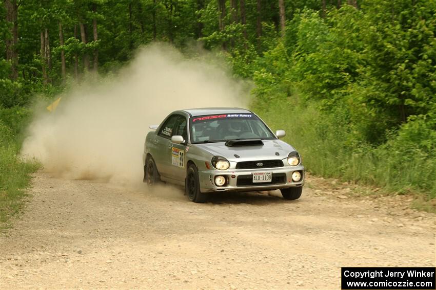 Noah Jacobson / Jacob Beduze Subaru WRX on SS3, Woodtick Hollow.