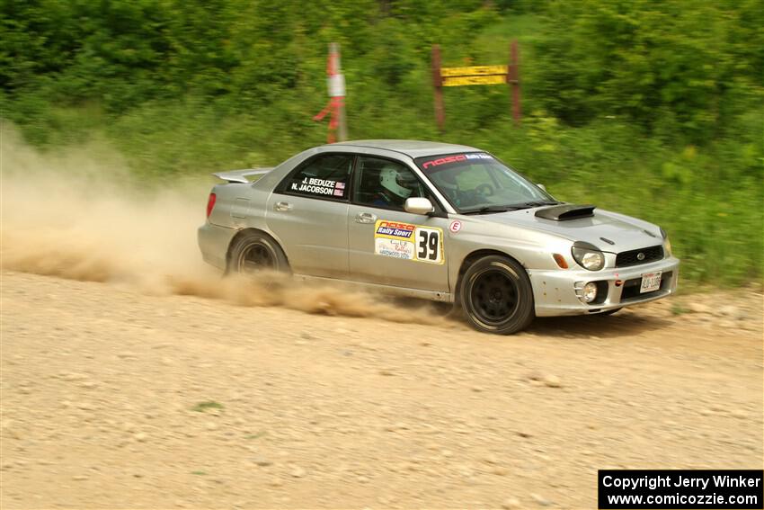 Noah Jacobson / Jacob Beduze Subaru WRX on SS3, Woodtick Hollow.