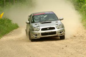 Cross Fedina / Robin Fedina Subaru WRX on SS3, Woodtick Hollow.