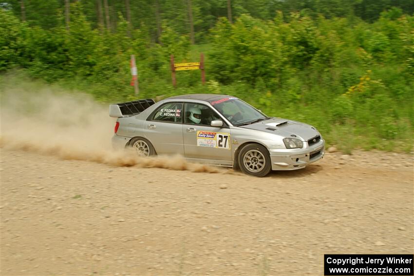 Cross Fedina / Robin Fedina Subaru WRX on SS3, Woodtick Hollow.