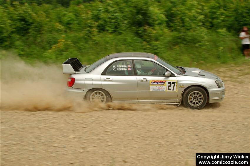 Cross Fedina / Robin Fedina Subaru WRX on SS3, Woodtick Hollow.