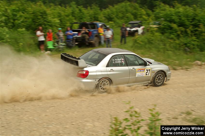 Cross Fedina / Robin Fedina Subaru WRX on SS3, Woodtick Hollow.