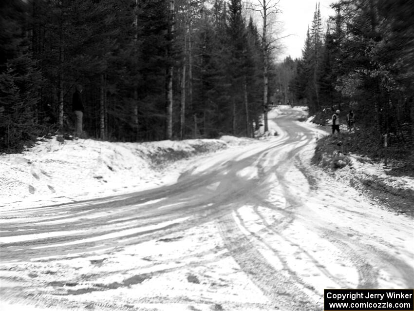 Road conditions started changing fast as the temperatures rose and the fresh snow melting before SS7, Hunters-McCormick Lake I.