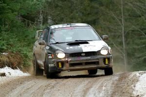 John Farrow / Michael Farrow Subaru WRX on SS7, Hunters-McCormick Lake I.