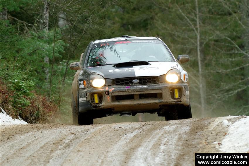 John Farrow / Michael Farrow Subaru WRX on SS7, Hunters-McCormick Lake I.