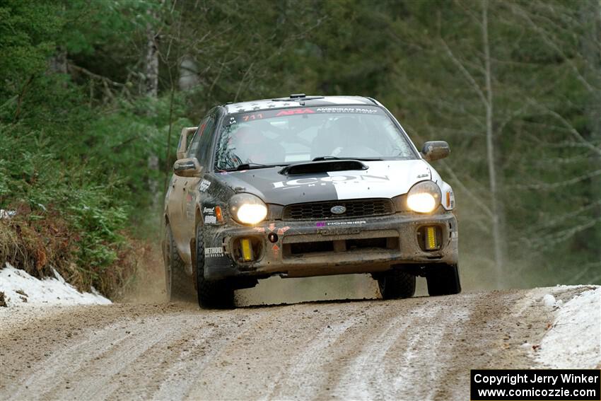 John Farrow / Michael Farrow Subaru WRX on SS7, Hunters-McCormick Lake I.