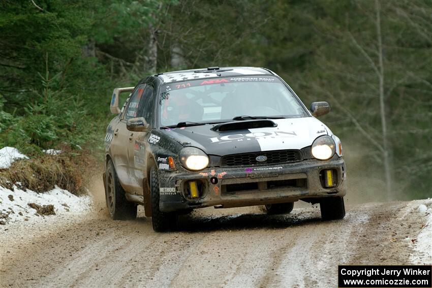 John Farrow / Michael Farrow Subaru WRX on SS7, Hunters-McCormick Lake I.