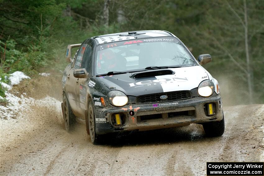 John Farrow / Michael Farrow Subaru WRX on SS7, Hunters-McCormick Lake I.