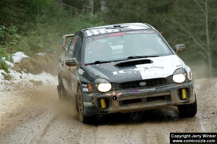 John Farrow / Michael Farrow Subaru WRX on SS7, Hunters-McCormick Lake I.