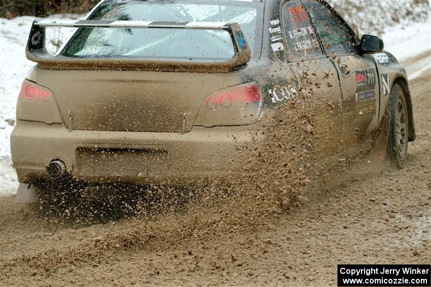 John Farrow / Michael Farrow Subaru WRX on SS7, Hunters-McCormick Lake I.