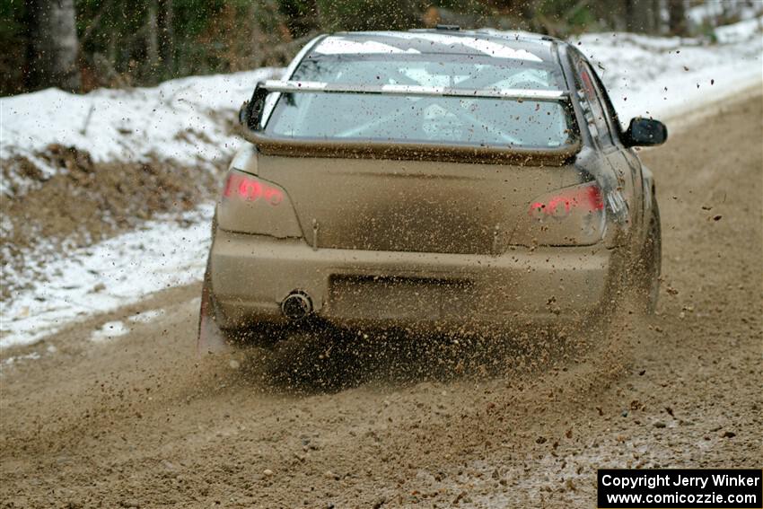 John Farrow / Michael Farrow Subaru WRX on SS7, Hunters-McCormick Lake I.