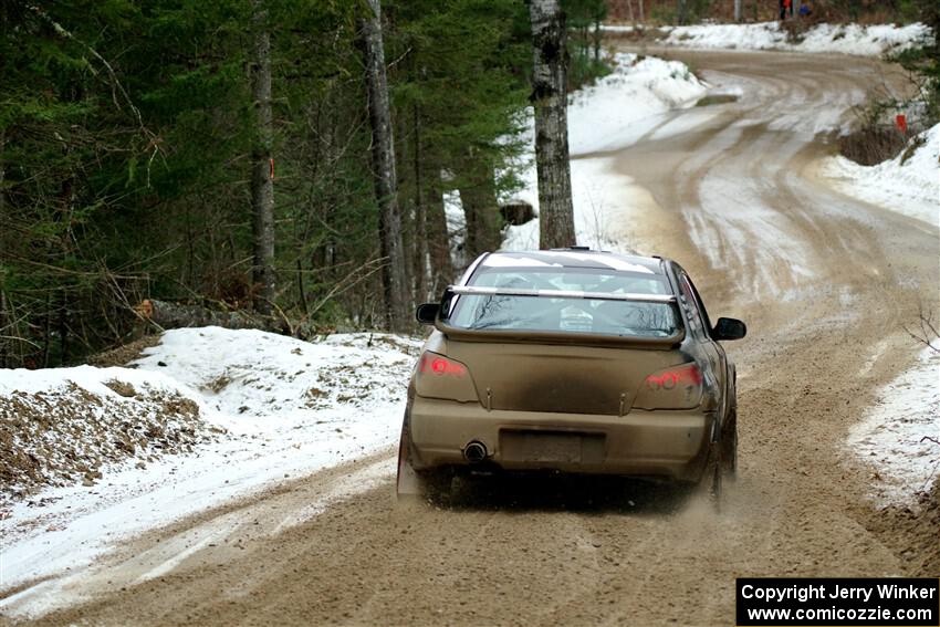 John Farrow / Michael Farrow Subaru WRX on SS7, Hunters-McCormick Lake I.