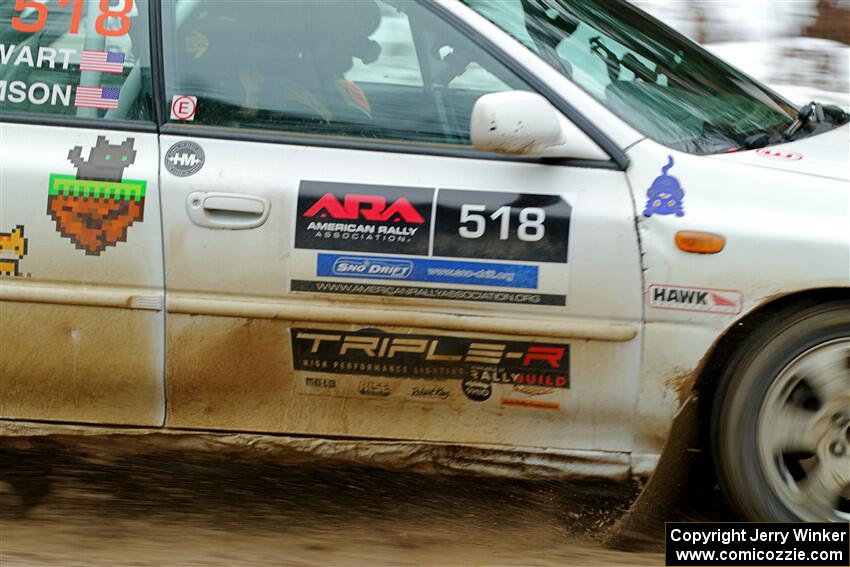 Andrew Williamson / Julia Stewart Subaru Impreza on SS7, Hunters-McCormick Lake I.