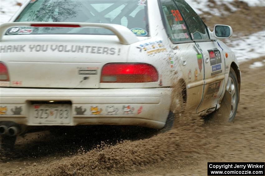 Andrew Williamson / Julia Stewart Subaru Impreza on SS7, Hunters-McCormick Lake I.