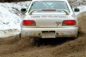 Andrew Williamson / Julia Stewart Subaru Impreza on SS7, Hunters-McCormick Lake I.