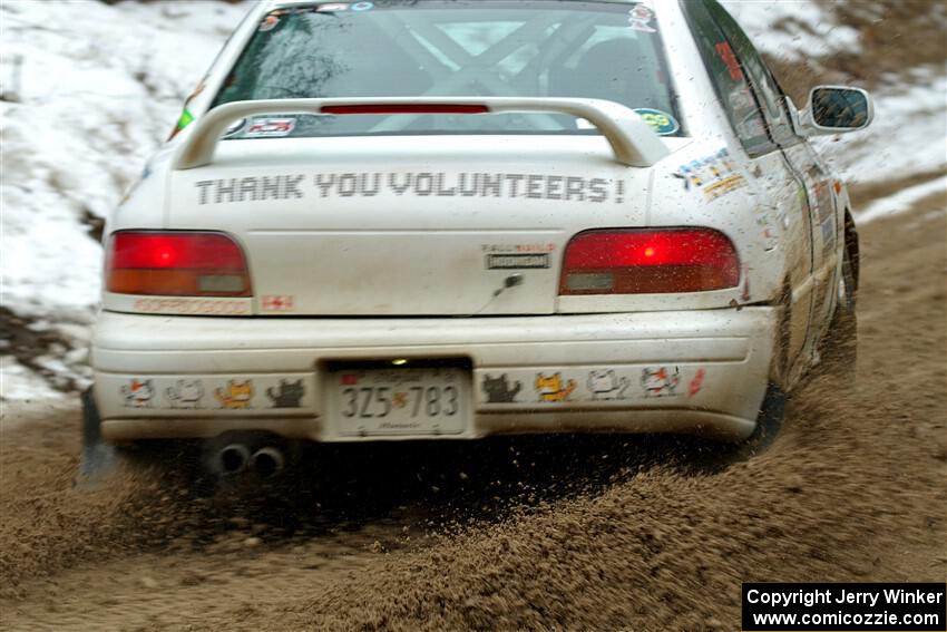 Andrew Williamson / Julia Stewart Subaru Impreza on SS7, Hunters-McCormick Lake I.