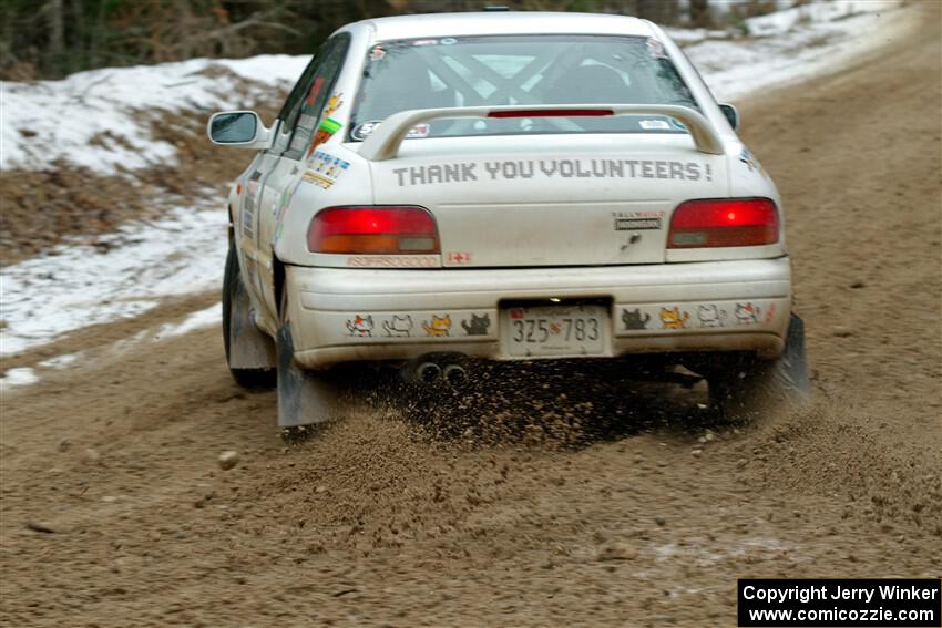 Andrew Williamson / Julia Stewart Subaru Impreza on SS7, Hunters-McCormick Lake I.