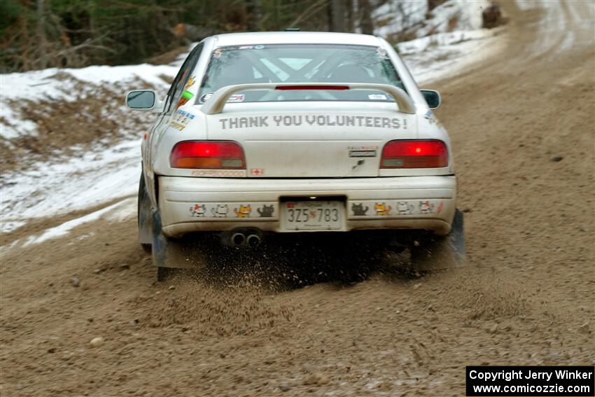 Andrew Williamson / Julia Stewart Subaru Impreza on SS7, Hunters-McCormick Lake I.