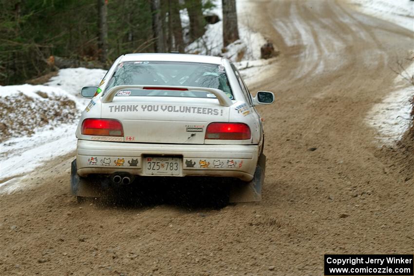 Andrew Williamson / Julia Stewart Subaru Impreza on SS7, Hunters-McCormick Lake I.