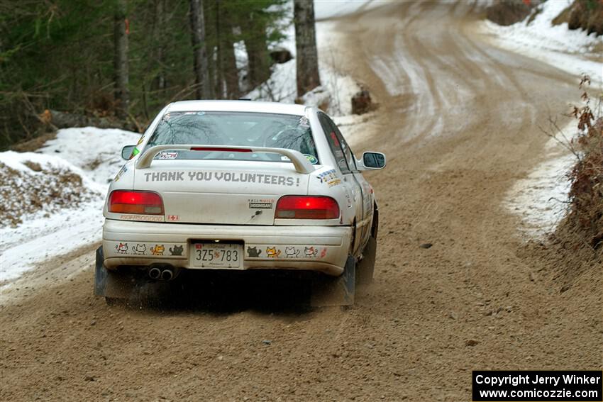 Andrew Williamson / Julia Stewart Subaru Impreza on SS7, Hunters-McCormick Lake I.