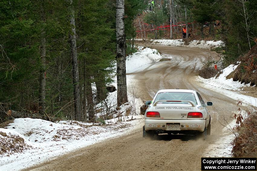 Andrew Williamson / Julia Stewart Subaru Impreza on SS7, Hunters-McCormick Lake I.