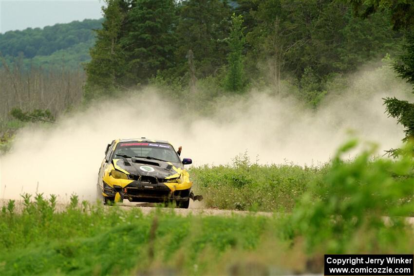 Colin Schulz / Jason Hack Subaru WRX STi limps through SS6, Camp 3 South, after rolling.