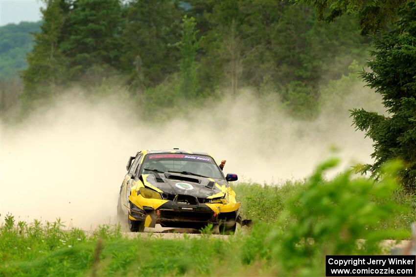 Colin Schulz / Jason Hack Subaru WRX STi limps through SS6, Camp 3 South, after rolling.