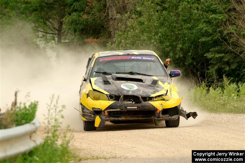 Colin Schulz / Jason Hack Subaru WRX STi limps through SS6, Camp 3 South, after rolling.