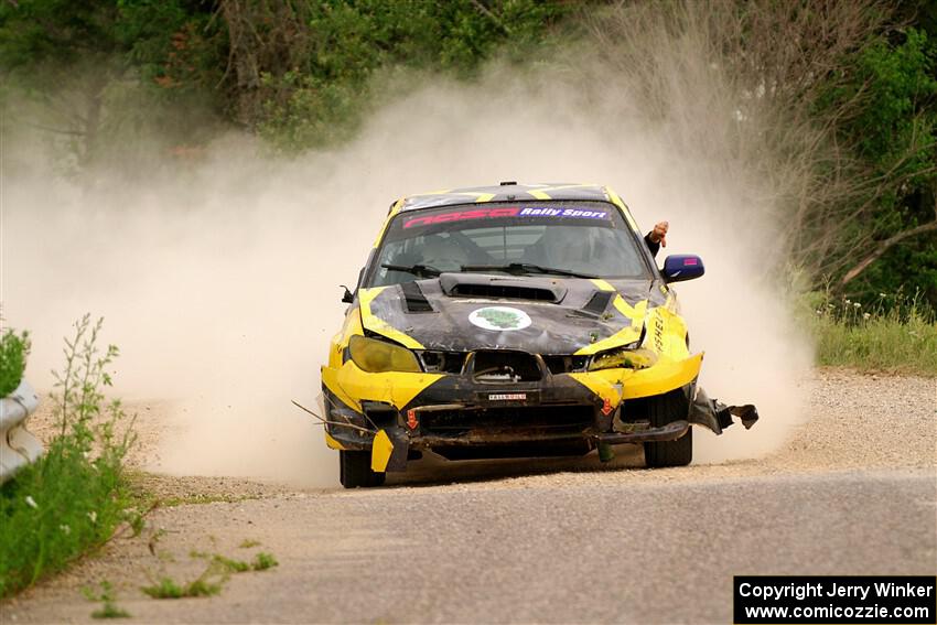 Colin Schulz / Jason Hack Subaru WRX STi limps through SS6, Camp 3 South, after rolling.