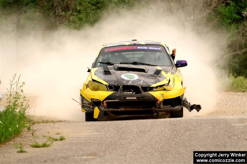 Colin Schulz / Jason Hack Subaru WRX STi limps through SS6, Camp 3 South, after rolling.