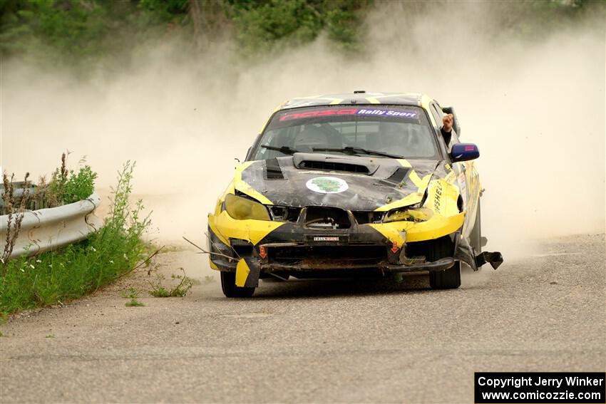 Colin Schulz / Jason Hack Subaru WRX STi limps through SS6, Camp 3 South, after rolling.