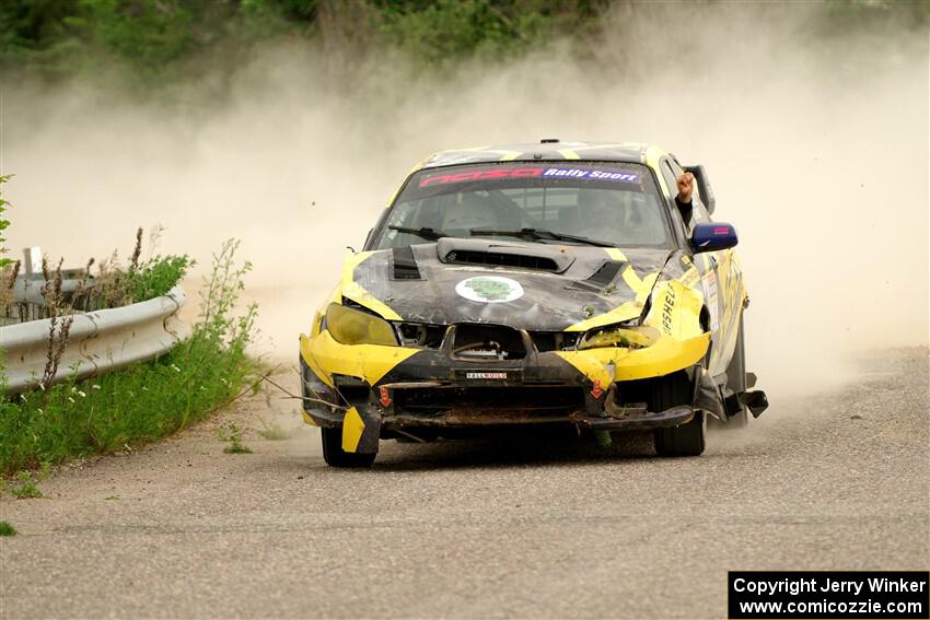 Colin Schulz / Jason Hack Subaru WRX STi limps through SS6, Camp 3 South, after rolling.