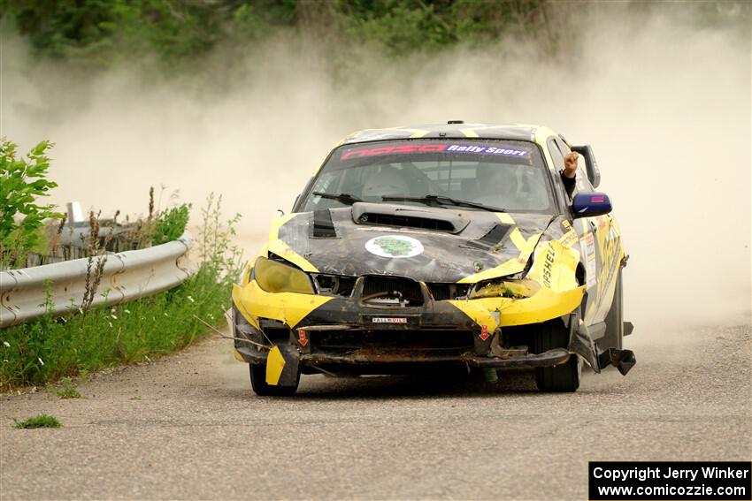 Colin Schulz / Jason Hack Subaru WRX STi limps through SS6, Camp 3 South, after rolling.