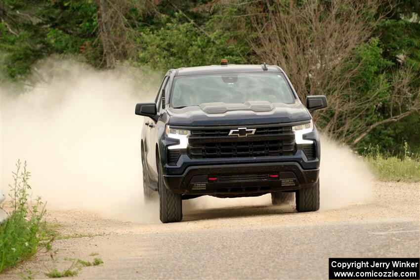 A Chevy Silverado pickup sweeps SS6, Camp 3 South.