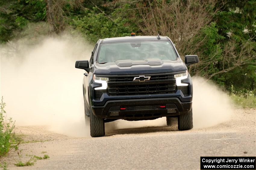 A Chevy Silverado pickup sweeps SS6, Camp 3 South.